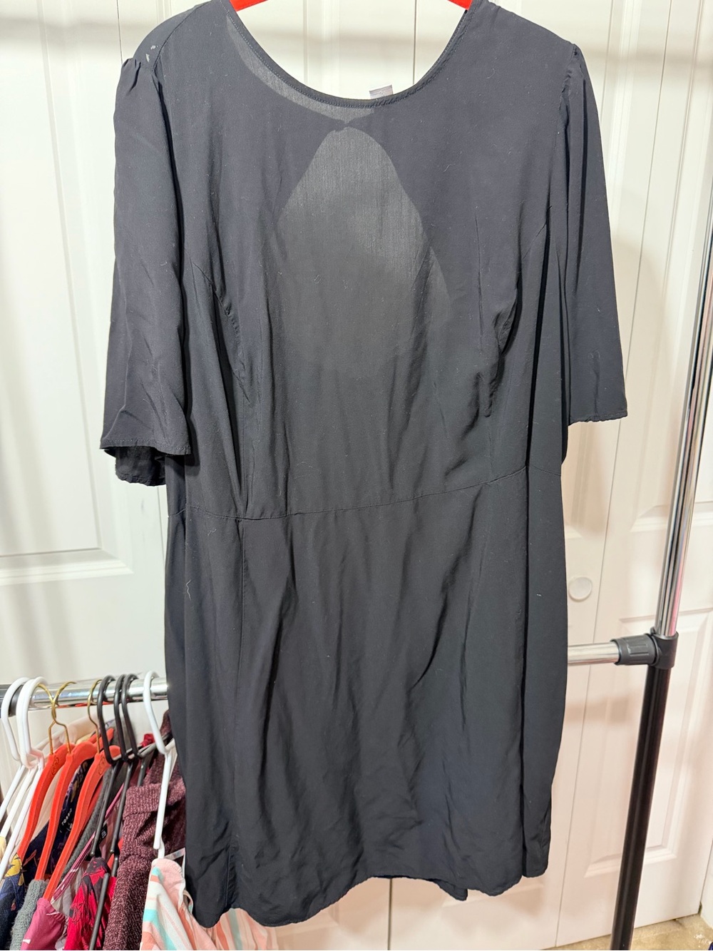 Old Navy Black Midi Dress with Short Sleeves